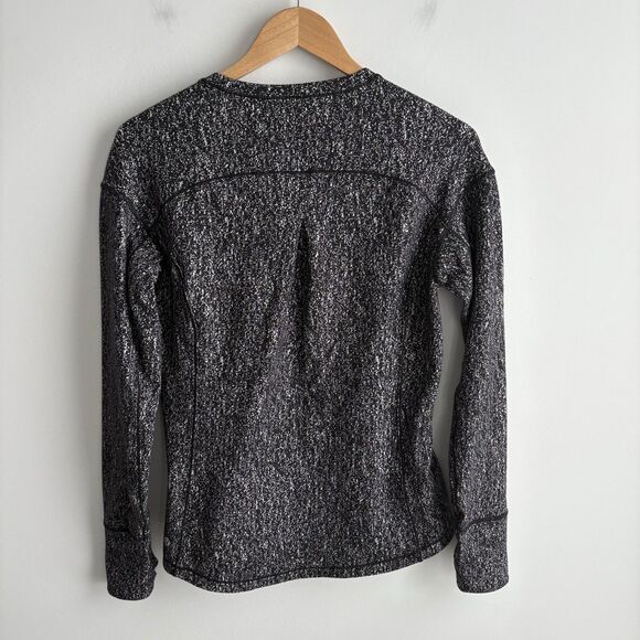 Lululemon Size 8 Top Outrun Long Sleeve Suited Print White Black Rulu Reflective - Picture 3 of 8